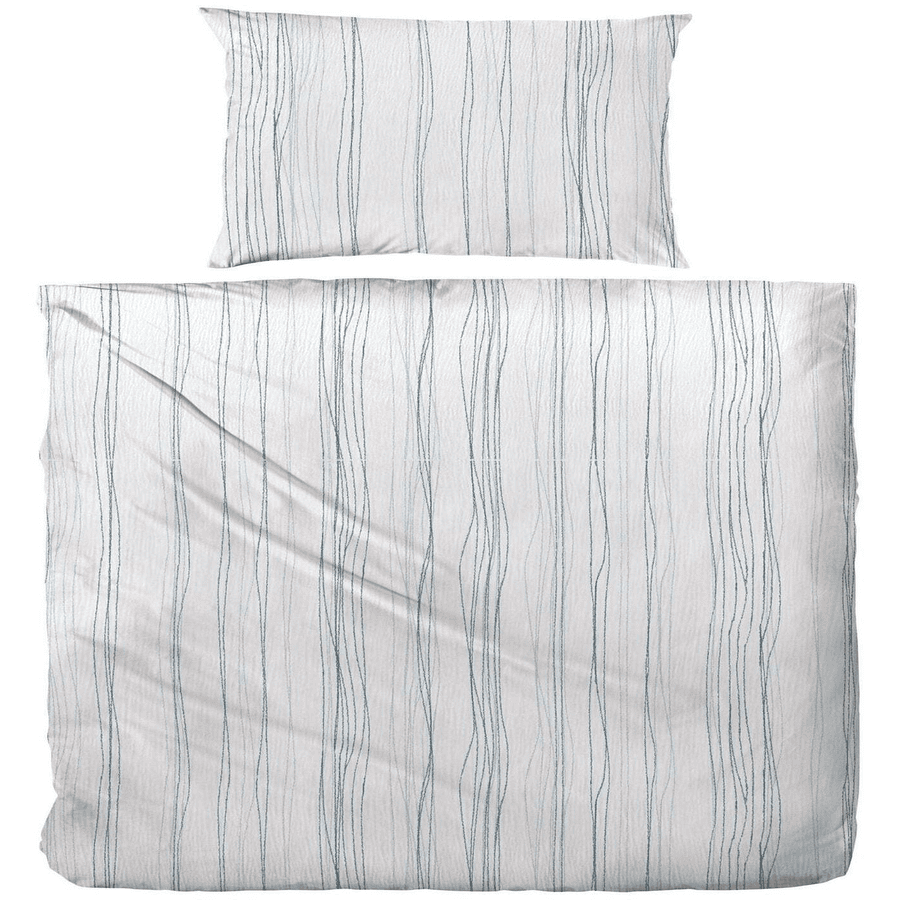Giancasa Bettwäsche 100 % Bio Baumwolle gestreiftes Muster B193002-035 creme-blau