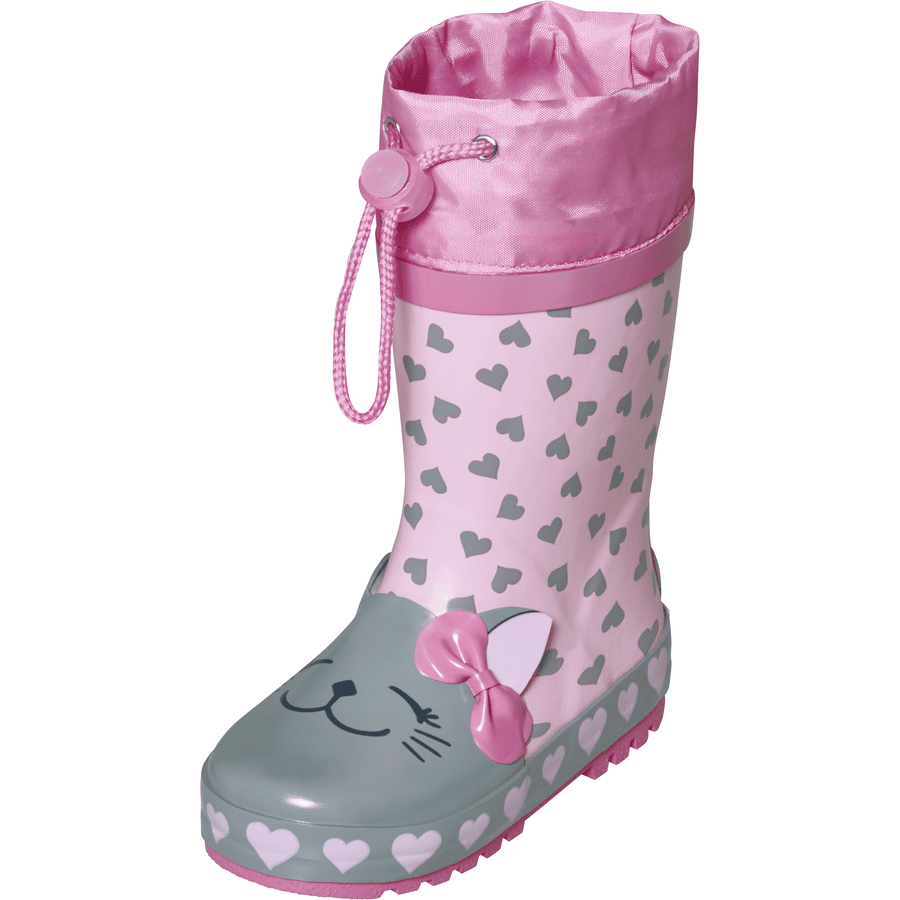 Playshoes Bottes enfant caoutchouc chat rose