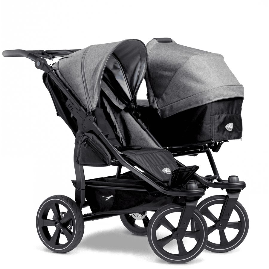 tfk Geschwisterwagen Duo 2 mit Luftkammer-Set Premium Grau