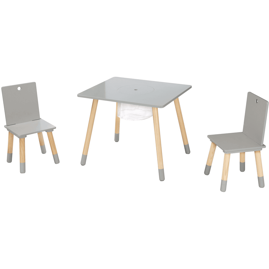 roba Ensemble table chaises enfant filet de rangement bois gris