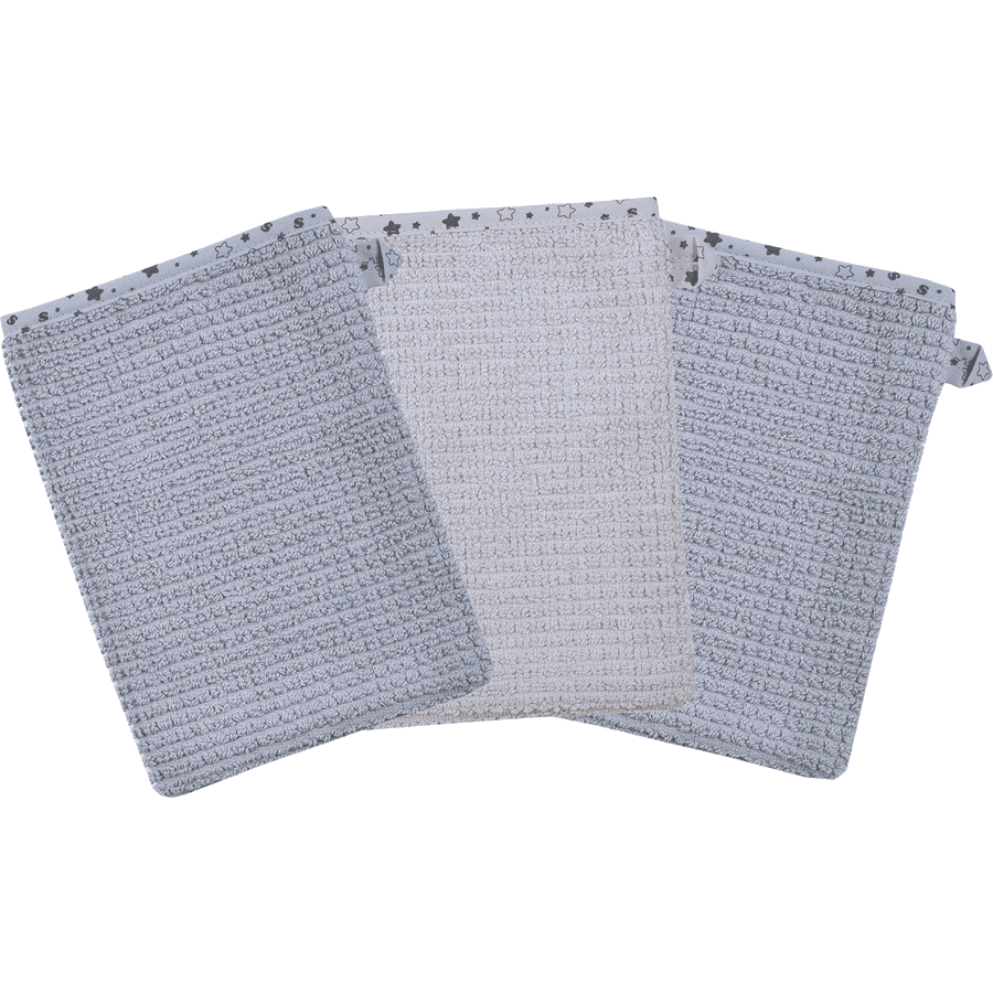 WÖRNER SÜDFROTTIER Gant de toilette enfant At home gris 15x24 cm lot de 3 