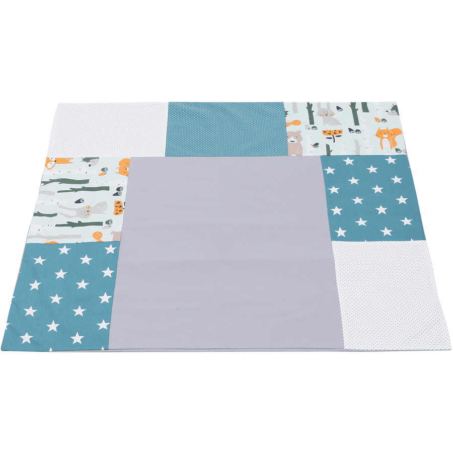 Ullenboom Patchwork Hoes voor aankleedkussen Bosdieren petrol 75x85 cm