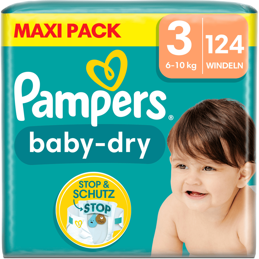 Pampers Pañales Baby-Dry, talla 3, 6-10kg, Maxi Pack (1 x 124 pañales)