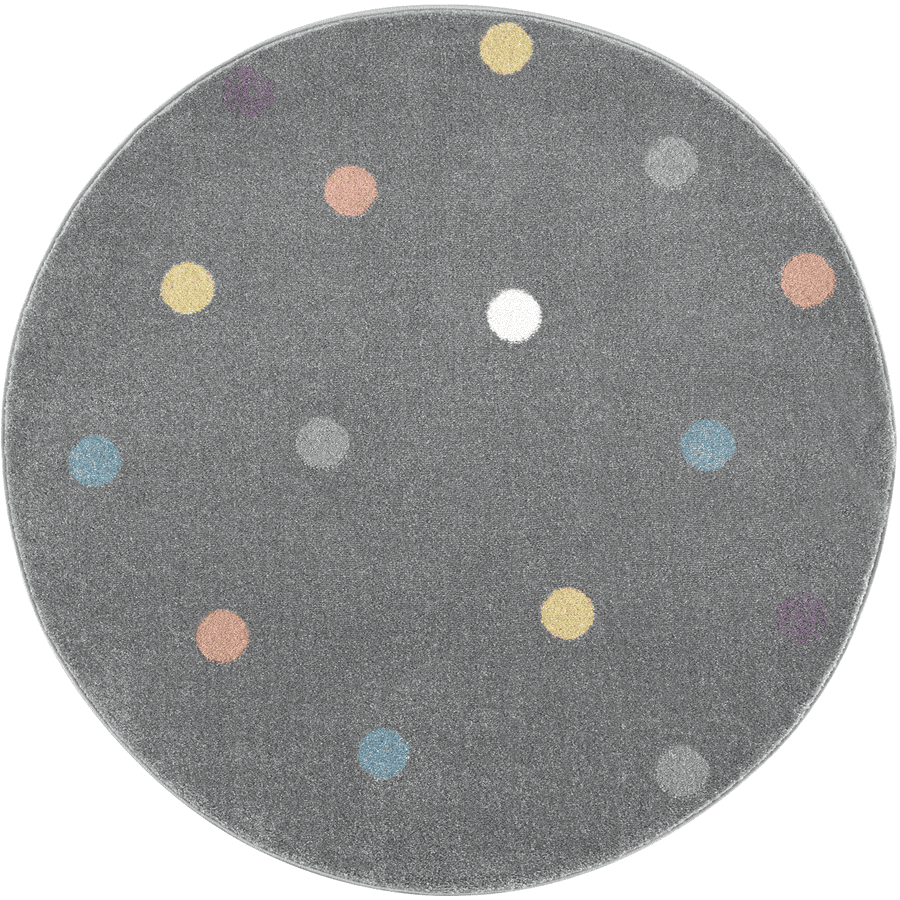 LIVONE Kinderteppich Happy Rugs Wheel silbergrau/multi rund