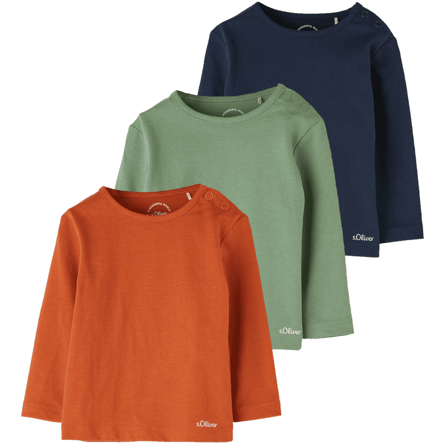 s. Olive r Košile s dlouhým rukávem 3-pack orange /zelená/modrá