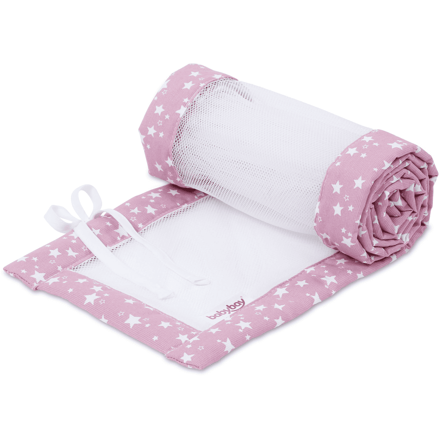 babybay® nido malla piqué adecuado para el modelo Boxspring XXL berry stars blanco