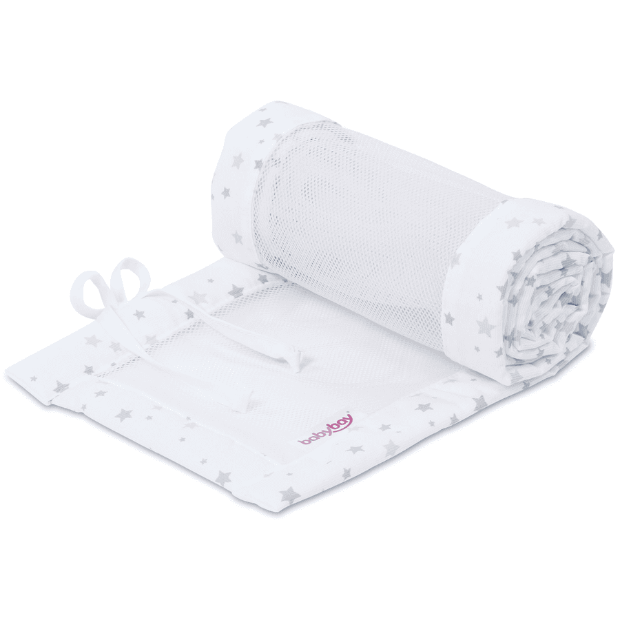 babybay® Tour de lit cododo mesh piqué Boxspring XXL blanc mix étoiles sand/azur 200 cm