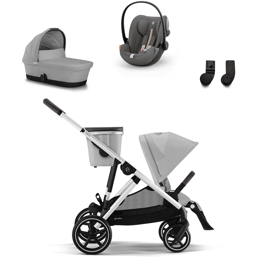 cybex GOLD Passeggino Gazelle S Silver Lava Grey incl. navicella Gazelle S Cot Lava Grey, ovetto Cloud G i-Size Plus Lava Grey Plus e adattatori Gazelle S