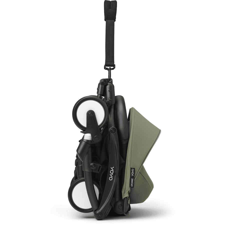 Stokke® Kinderwagen YOYO³ Gestell black inkl. 6+ Textilset Olive