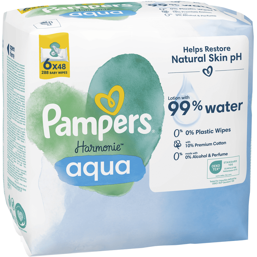 Pampers Feuchttücher Harmonie Aqua, 288 Tücher (6 x 48 Stk)