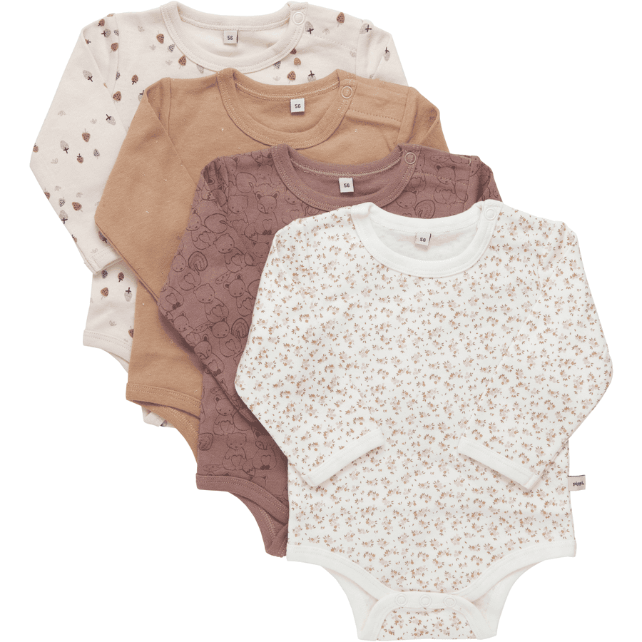 pippi Pitkähihainen bodysuit 4-pack Burlwood