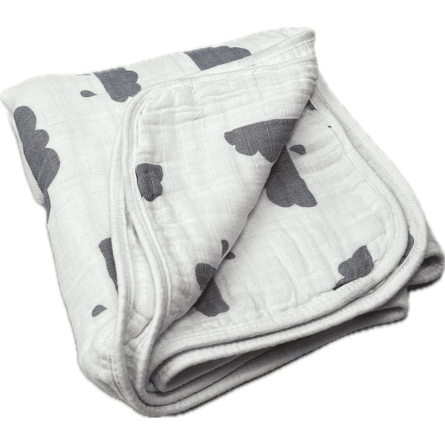 HÜTTE Plaid bébé 3 couches gaze nuages offwhite