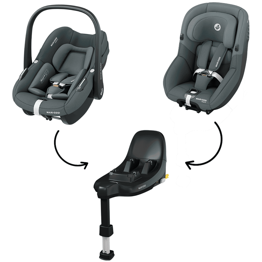 MAXI COSI Pebble Reboarder Pearl FamilyFix Baby-autostoeltje S Tonal Graphite incl. S Tonal Graphite en basisstation S Black 