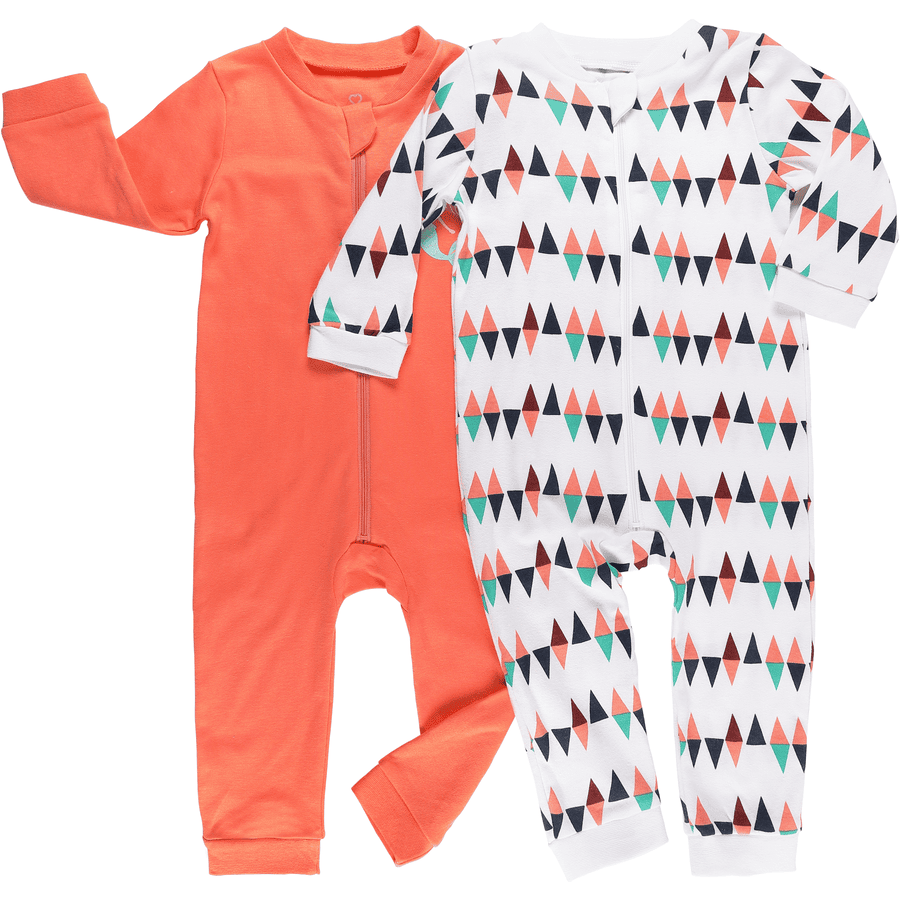 pink or blue Combinaison pyjama enfant orange/blanc lot de 2 