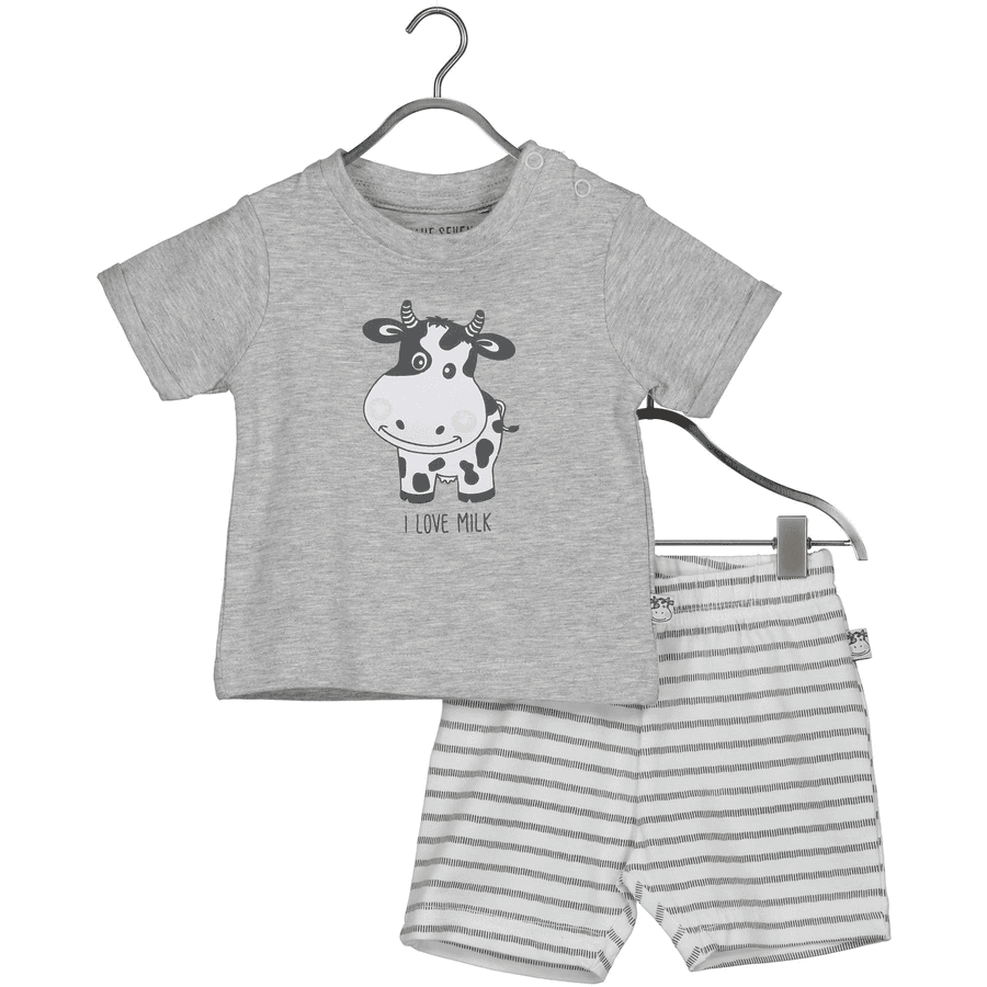 BLUE SEVEN Baby 2-delt sett Melke skjorte + medium shorts grå