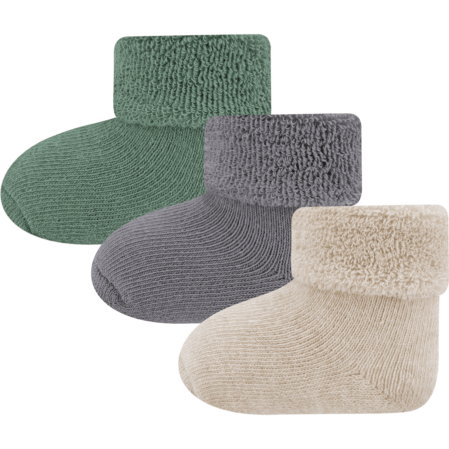 Ewers Babysocken 3er-Pack Uni beige/grau/grün