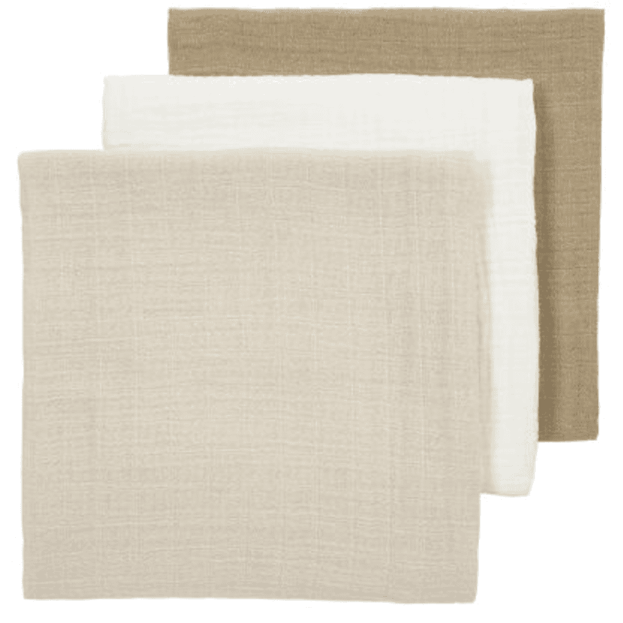 MEYCO Langes en mousseline paquet de 3 Offwhite/Soft Sand /Taupe 70 x 70 cm