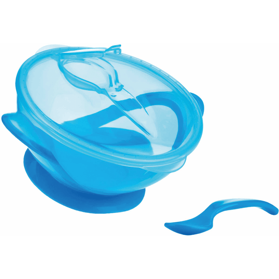 Nûby ciotola per il porridge con base a ventosa e cucchiaio in blu