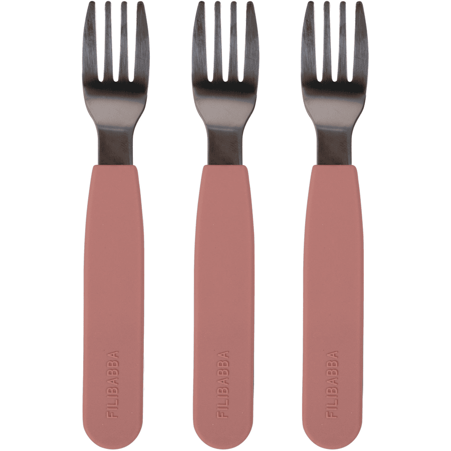 Filibabba  Silikonové vidličky v balení po 3 kusech - růžové