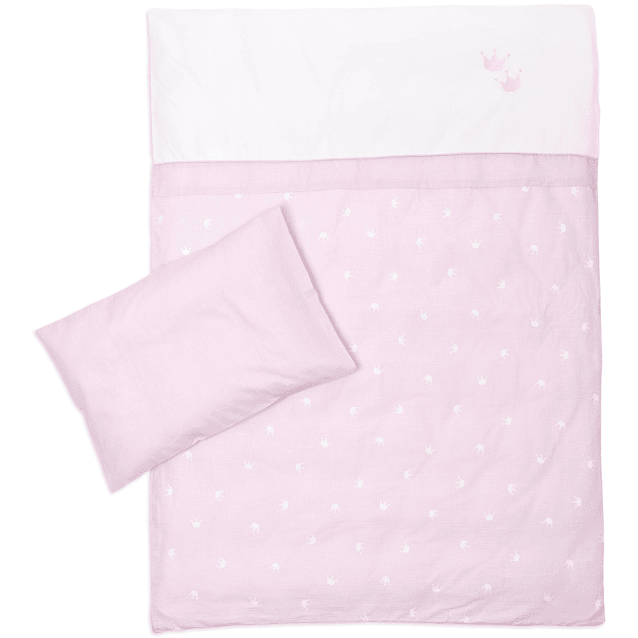 Träumeland Parure de lit enfant 2 pièces  couronne rose 100x135 cm