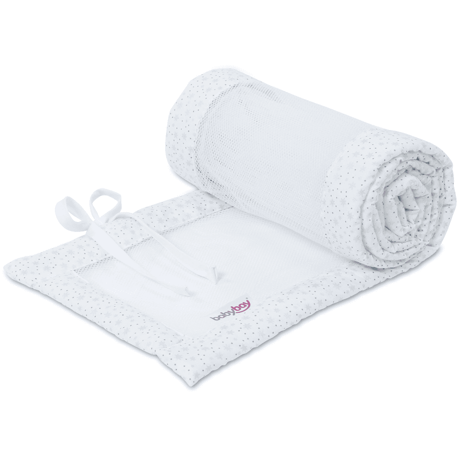 babybay Comfort Comfort Mesh-nest som passar modellerna Maxi, Boxspring och Plus, vita glitterstjärnor diamantblå