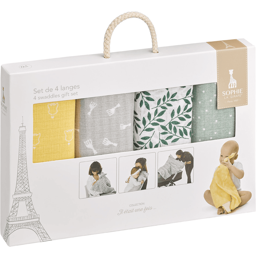 VULLI Sophie la Girafe® Kleurrijke Boerendoekjes / Swaddles Set van 