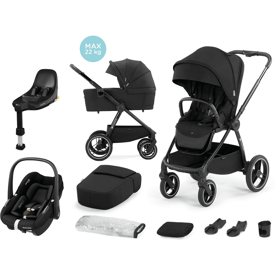 Kinderkraft midnight Pebble FamilyFix NEA 2 i 1 barnevogn inkl. MAXI COSI bilbarnestol S Tonal og base 