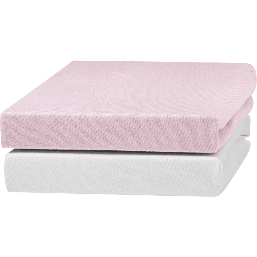 urra Sábana bajera Jersey 40 x 90 cm blanco/rosa 2 unidades