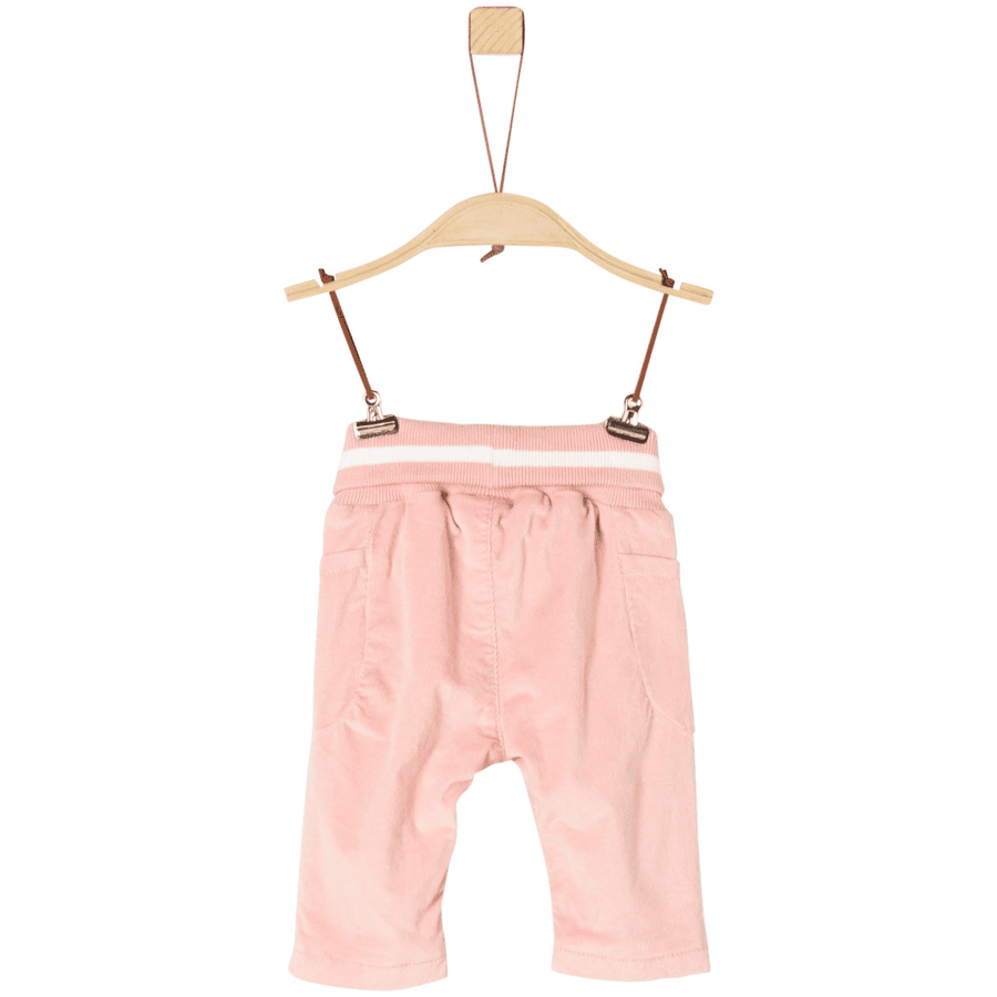 s.Oliver Girls Pantaloni di velluto rosa con striscia bianca in vita YN9878
