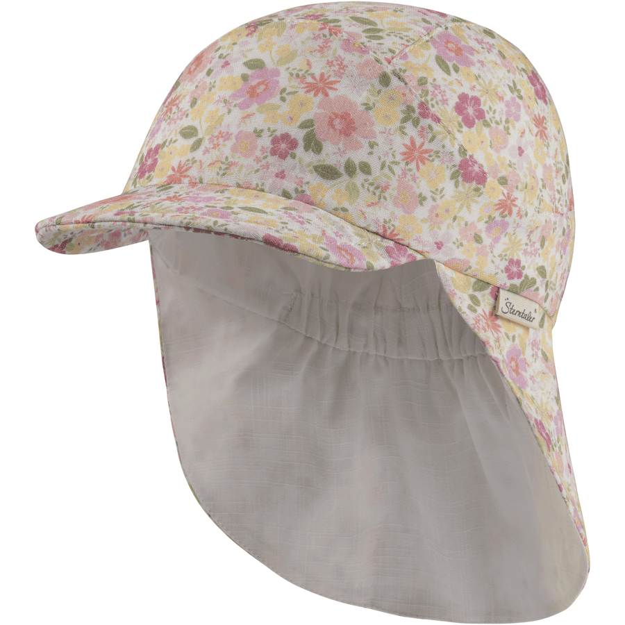 Sterntaler Cappello a punta con protezione del collo fiori ecrù 