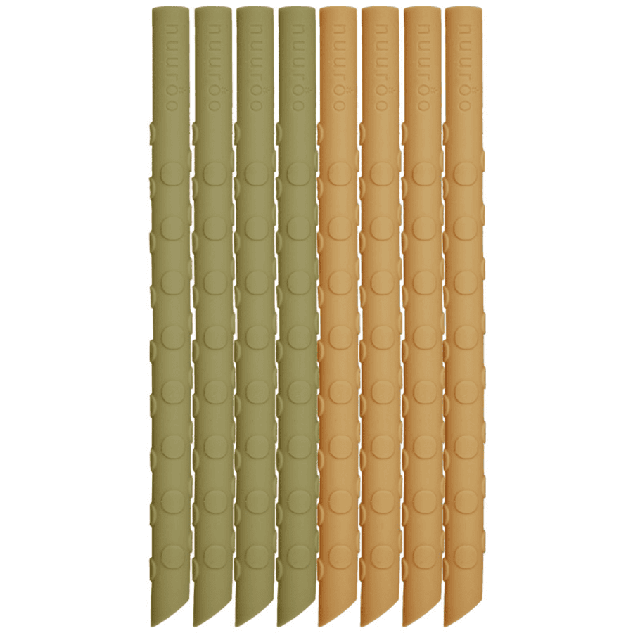 nuuroo Siliconen rietjes Ada 8-pack Olive Green / Dusty Yellow 