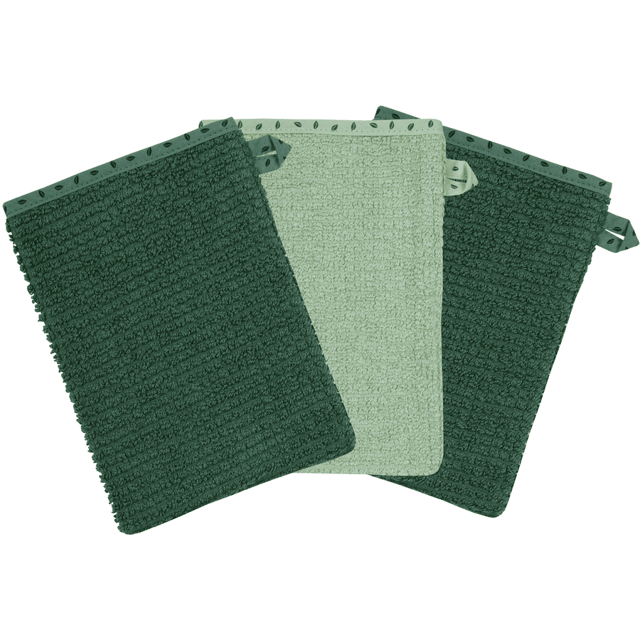 WÖRNER SÜDFROTTIER Tvätthandske At home grönt Set med 3 stycken 15 x 21 cm