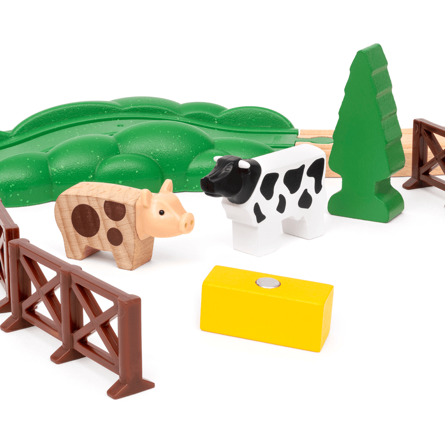 BRIO® WORLD Wooden Railway Red Lola Farm Train Set