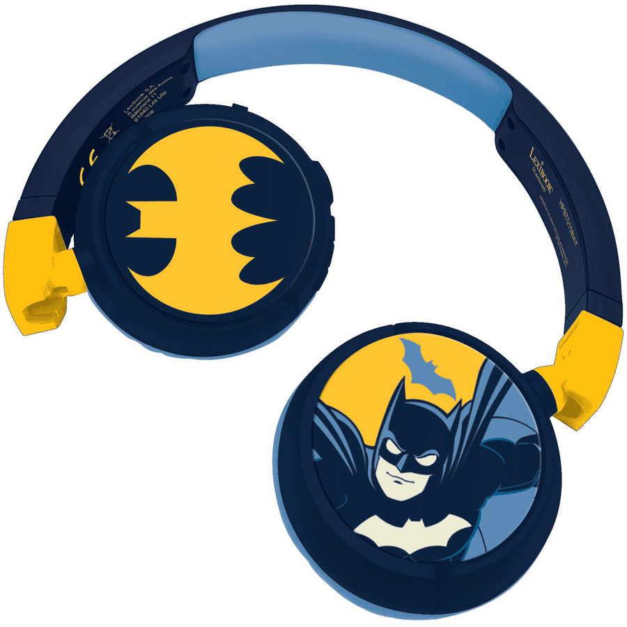 LEXIBOOK Batman 2-en-1 connexion Bluetooth® et filaire, écouteurs pliables avec volume sécurisé