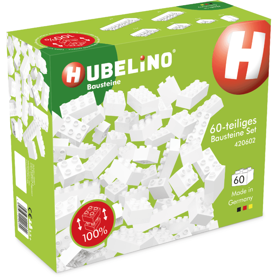 HUBELINO ® Bloques de construcción - Juego de 60 piezas, blanco