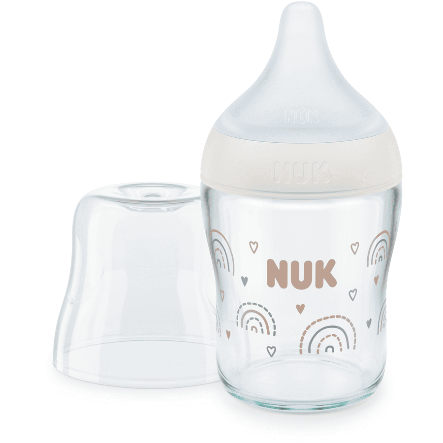 NUK Szklana butelka Perfect Match 120 ml tęczowa biel