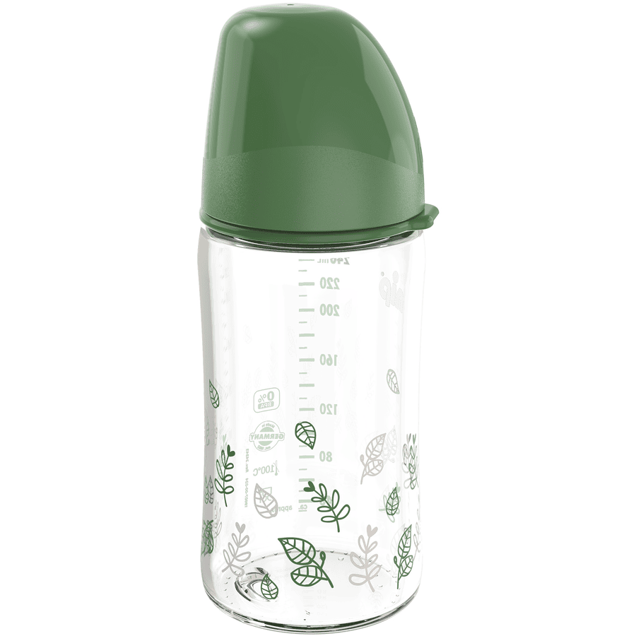 nip ® Leveäkaulainen pullo cherry green Poika, 240 ml lasia.