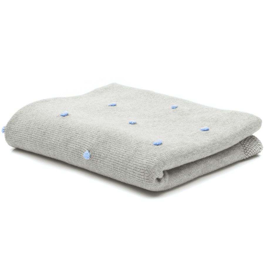 fillikid  Pletená deka šedá se světle modrými puntíky 100 x 80 cm