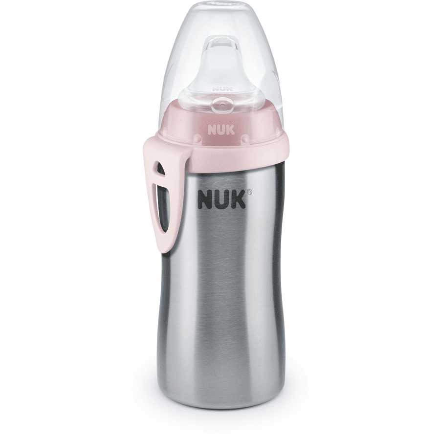 NUK Active Cup Teräksinen juomapullo, vaaleanpunainen, 12+ kk