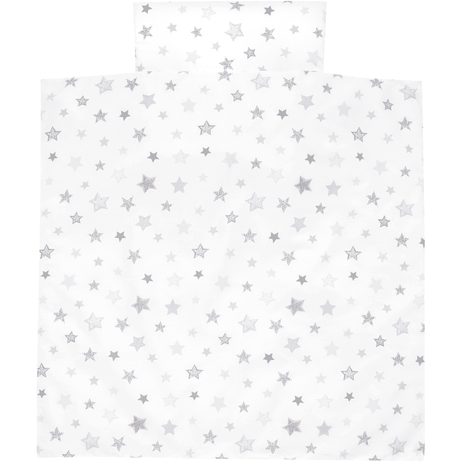 Alvi® Parure de lit enfant étoiles gris argenté exclusif, 80x80 cm