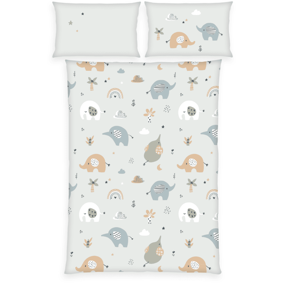 babybest® Flanell-Bettwäsche Elephants 100 x 135 cm