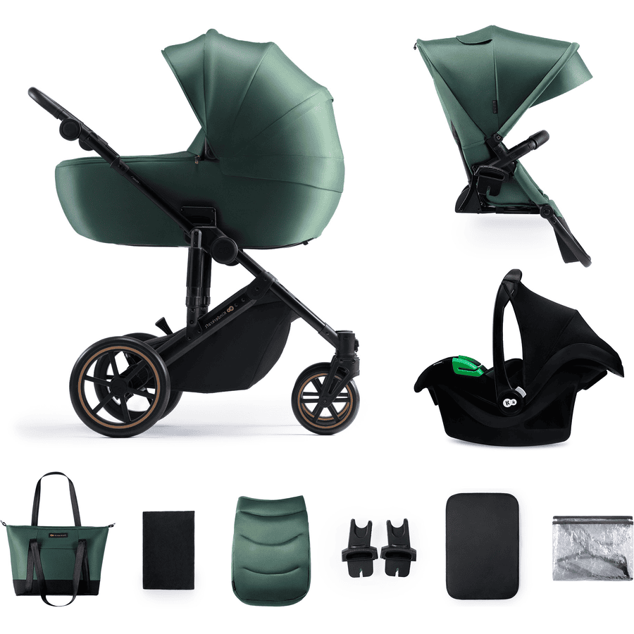 Kinderkraft Carrito de bebé Prime 2 3en1 Mink Pro Dark Green 