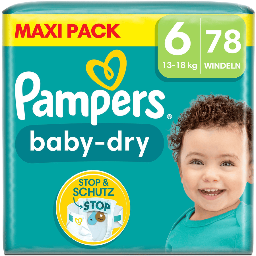 Pampers Baby-Dry blöjor, storlek 6, 13-18 kg, Maxi Pack (1 x 78 blöjor)