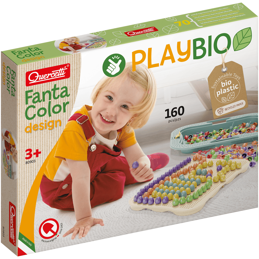 Quercetti Mosaik-plug-in-spil lavet af bioplast: Play Bio Fanta Color Design (160 brikker)