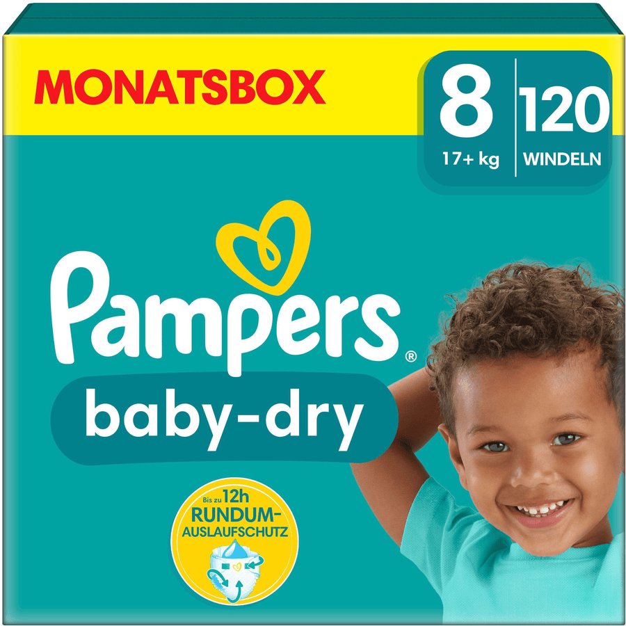 moersleutel Ministerie Verfijnen Pampers Baby-Dry luiers, maat 8, 17+kg, maandbox (1 x 120 luiers) |  pinkorblue.nl
