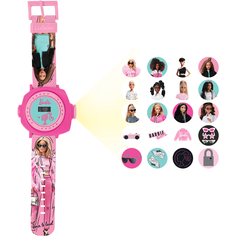 LEXIBOOK Horloge de projection numérique Barbie avec 20 images à projeter