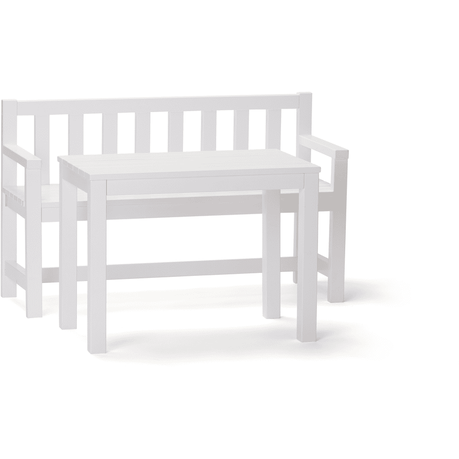 Kids Concept® Table de jardin enfant et banc bois, blanc