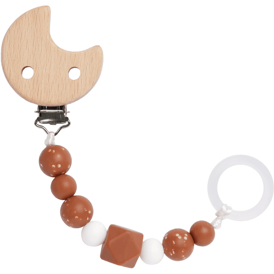 LÄSSIG Soother Holder Wood/Silicone Little Universe Brown