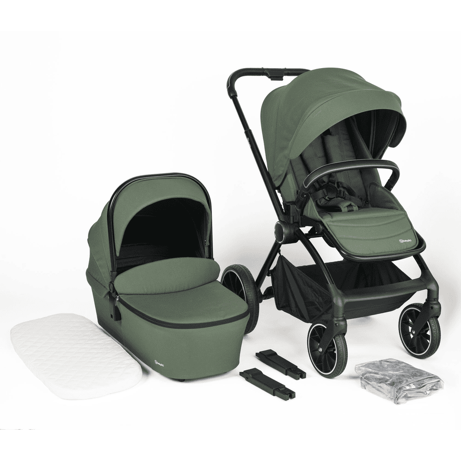 babyGO Kinderwagen Harmony green/black Frame