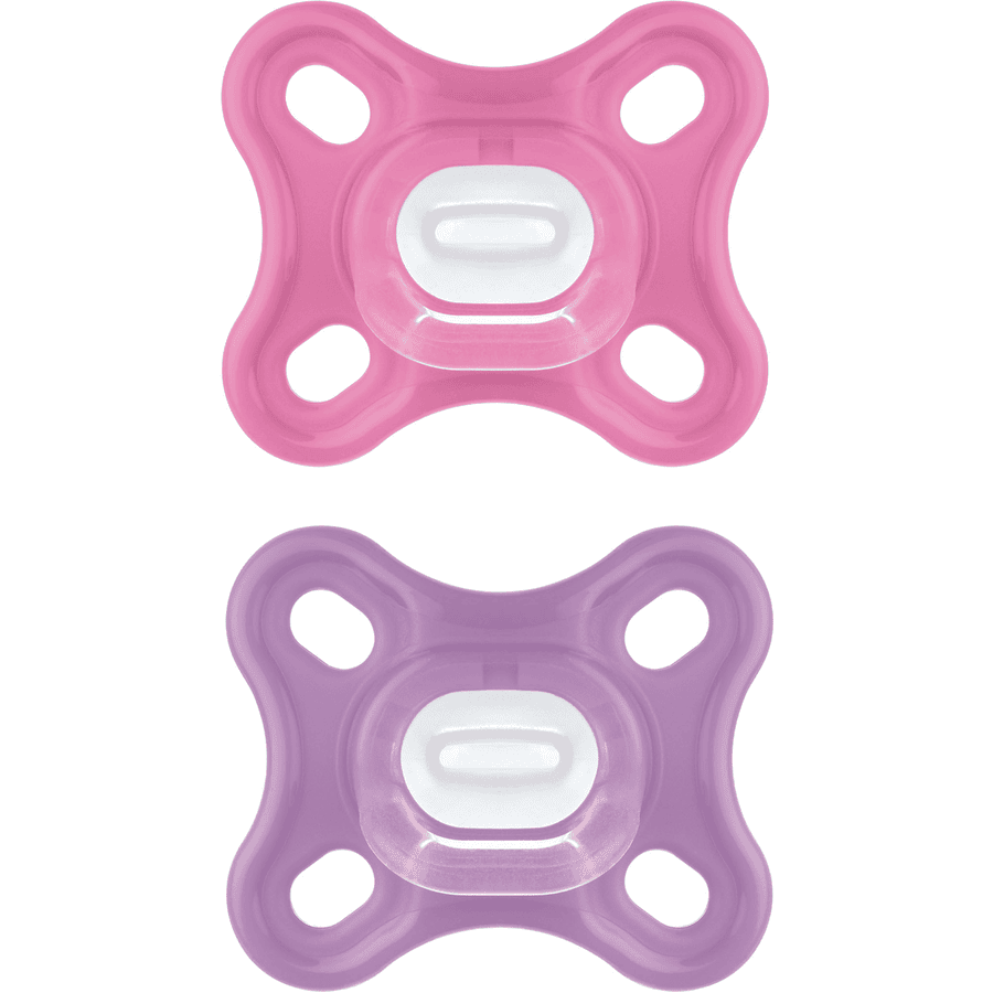 MAM Dummy Comfort silikonowe, 0+ miesięcy, 2szt, różowy + fioletowy